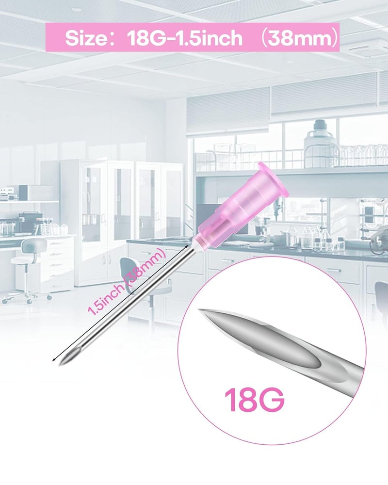 GODCREAT 18 Gauge 1.5 Inch Needle, 100 Pack Luer Lock Individually Sealed Wrapped, Labs Tools Accessories for Scientific, Measuring and Refilling, Industrial - Image 2